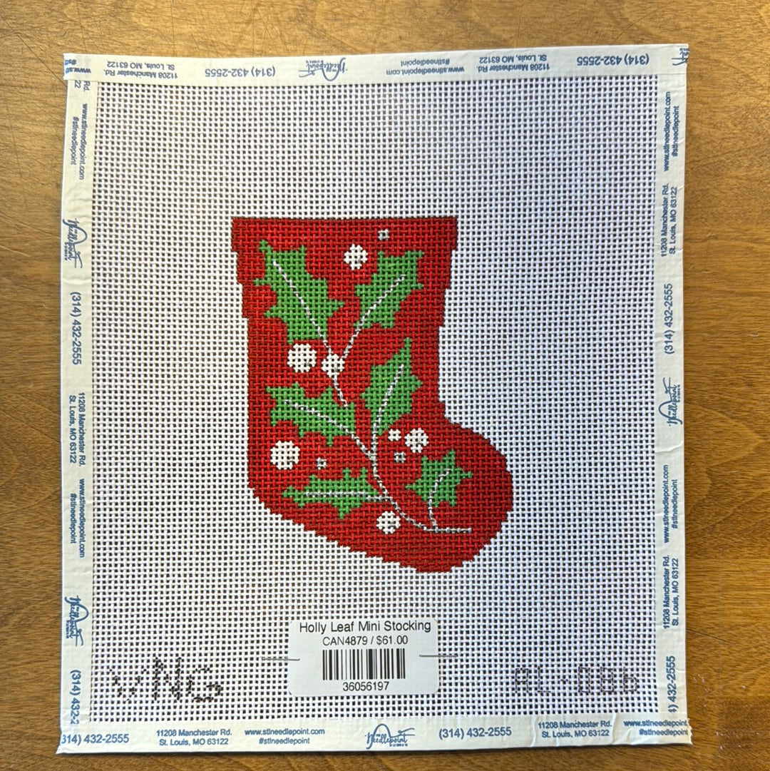 Holly Leaf Mini Stocking The Needlepoint Clubhouse