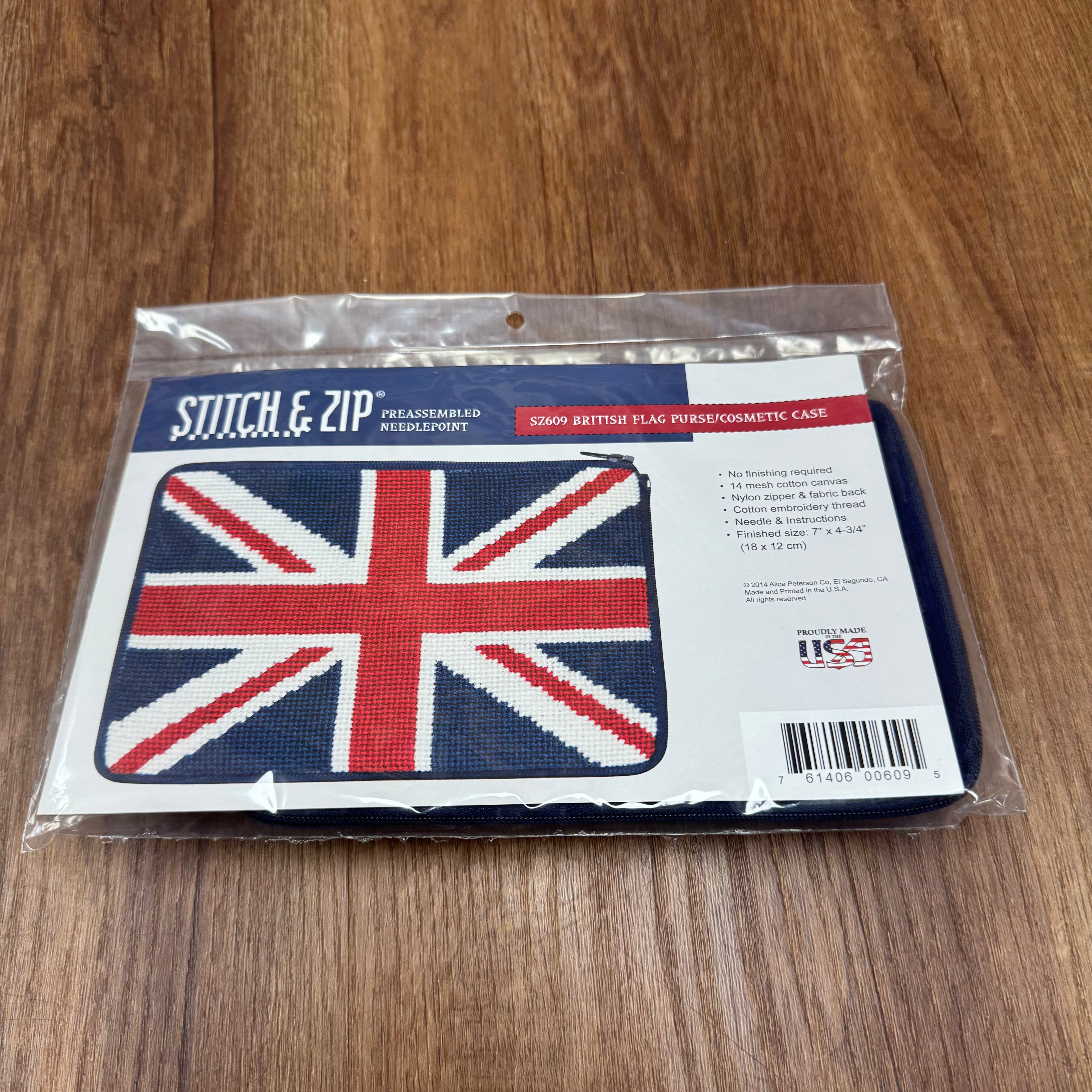 British Flag Needlepoint Purse | Alice Peterson Stitch & Zip – The