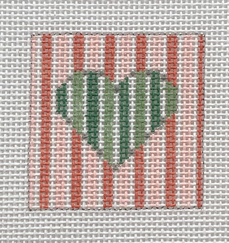 Sage Green HeartMelon Stripes The Needlepoint Clubhouse