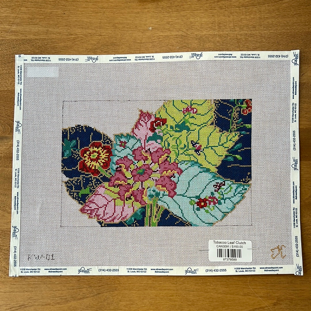 tobacco leaf needlepoint canvas Tobacco Leaf Clutch tobacco leaf needlepoint canvas Tobacco Leaf Clutch