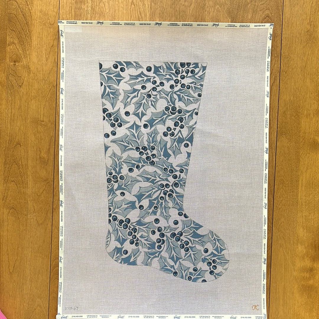 Blue Holly Stocking The Needlepoint Clubhouse