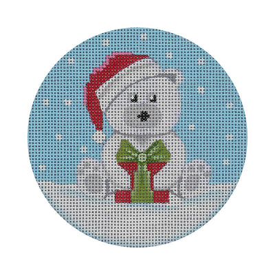 BB12 White Santa Bear w/Present