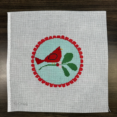 Red Scallop - Cardinal on Teal