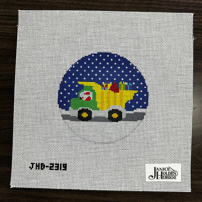 Santa Truck Round Ornament
