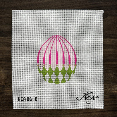 Green Harlequin Egg with Pink Stripes