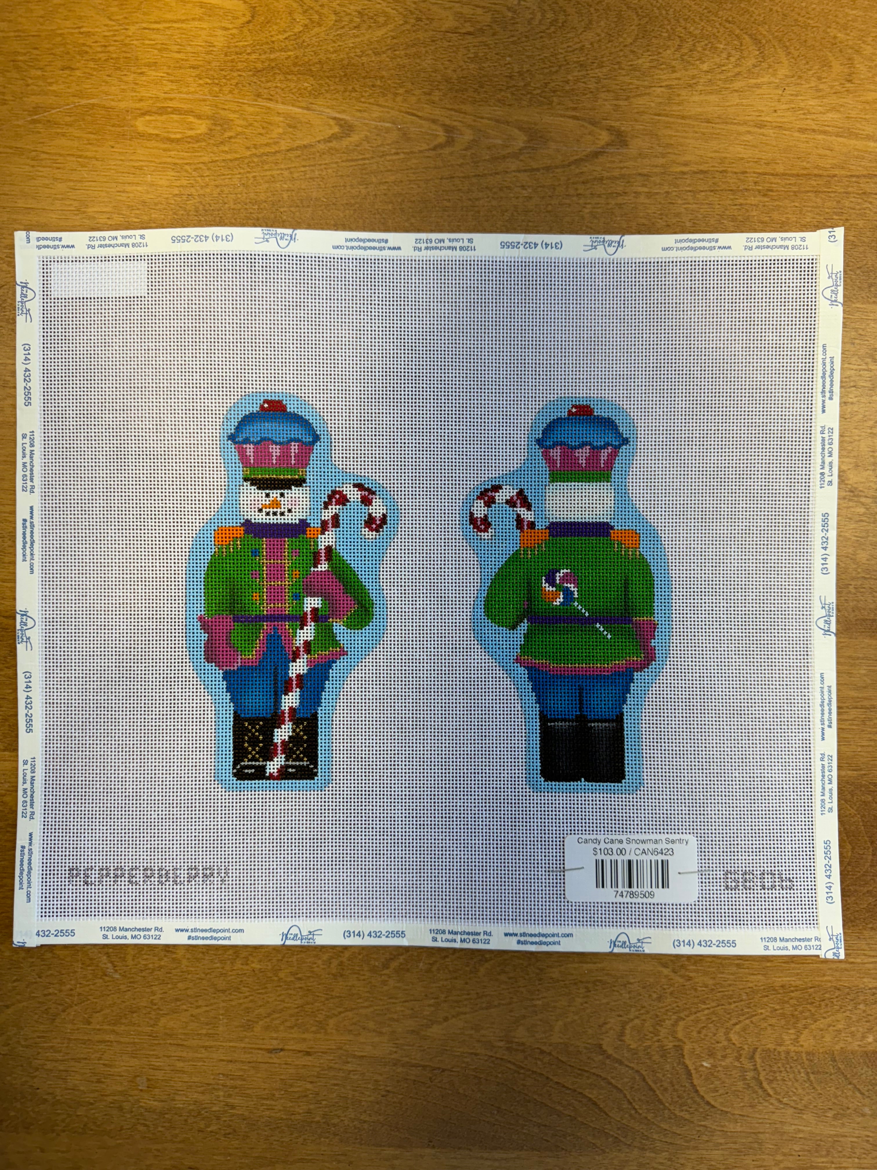 Candy Cane Snowman Sentry – The Needlepoint Clubhouse