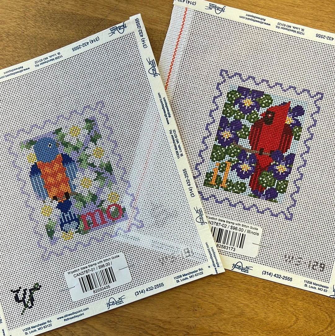 Wipstitch State Stamp with Stitch Guide – The Needlepoint Clubhouse