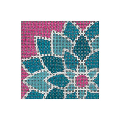 FL04* Blue Green Graphic Flower, Sq.