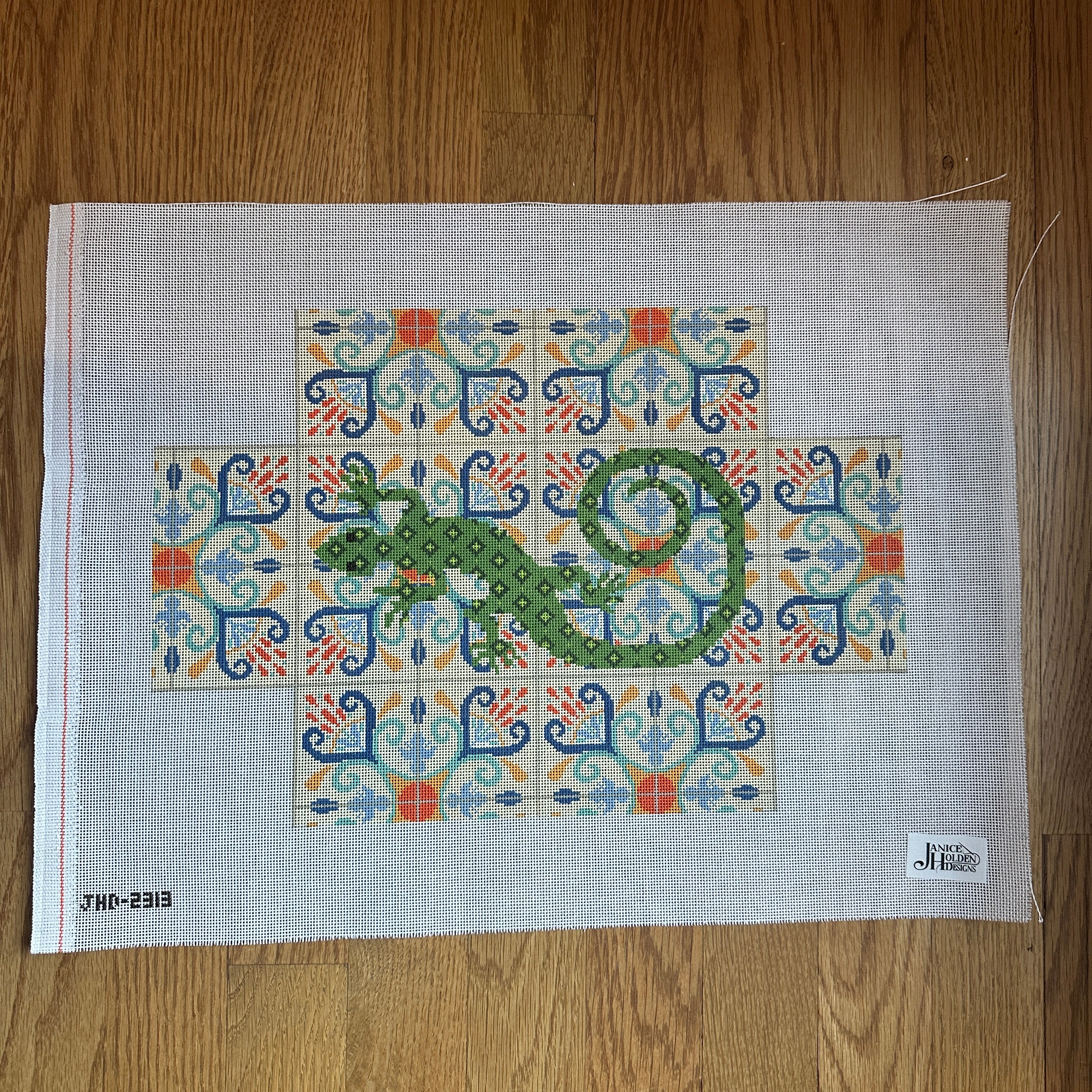 Lizard on the Tile Brick Cover – The Needlepoint Clubhouse