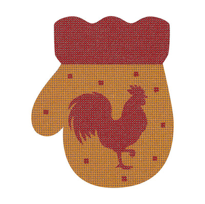 MT05* French Country Rooster Mitten, R/Gold