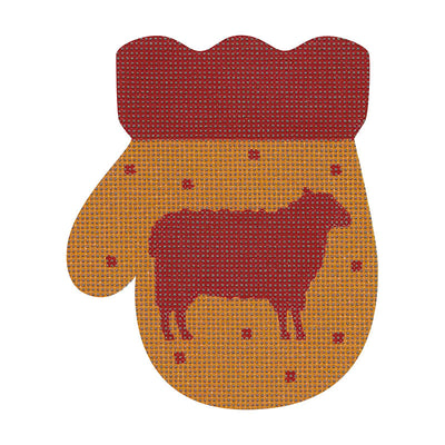 MT09* French Country Sheep Mitten, R/Gold