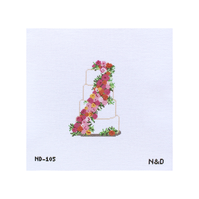 ND-105 Wedding Cake - Orange and Pink Flowers