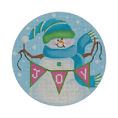 SN37 Snowman w/Joy Banner Blue/Green