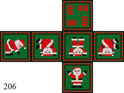 Tumbling Santas, 2.75" Cube - 13 mesh
