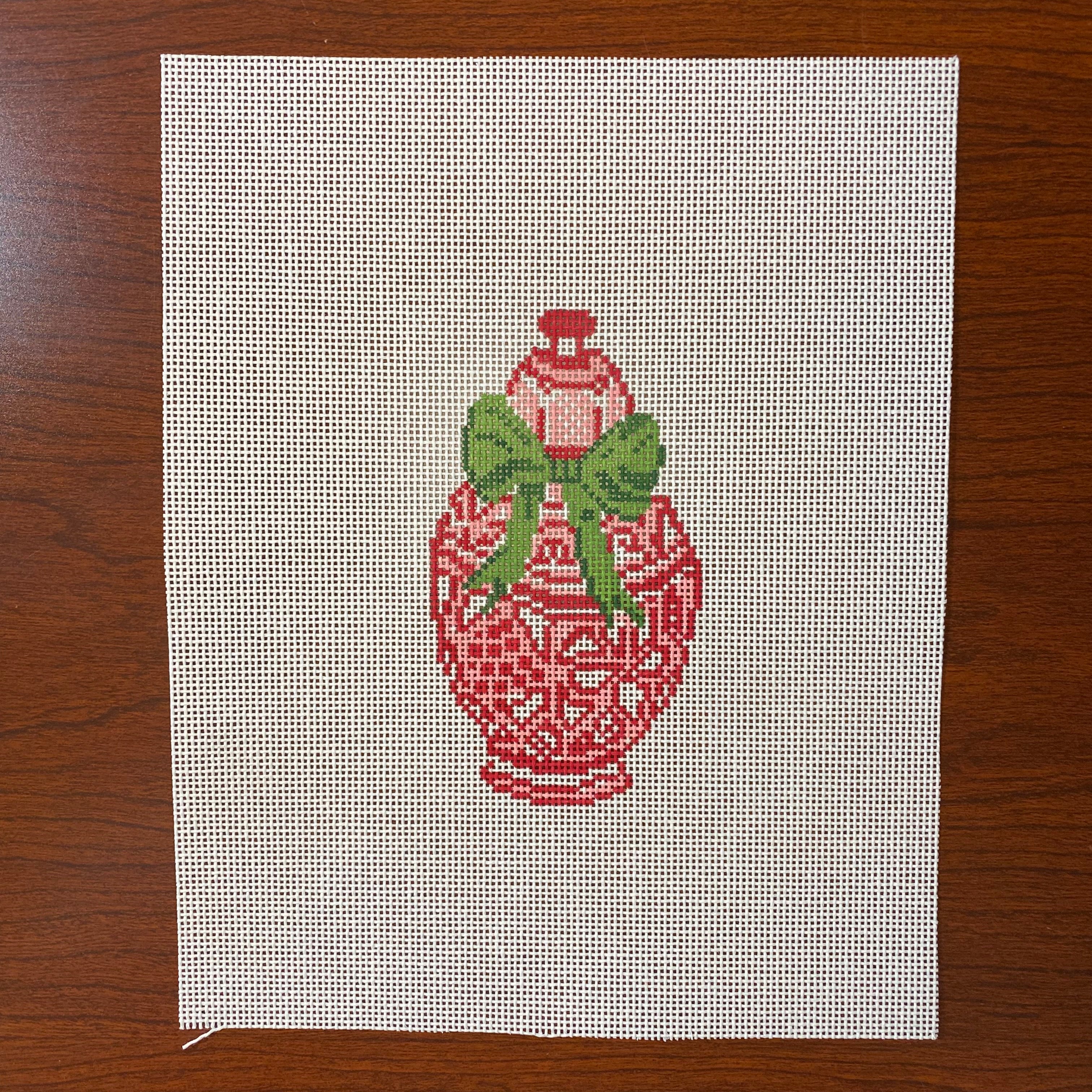 Red Ginger Jar with Green Bow – The Needlepoint Clubhouse