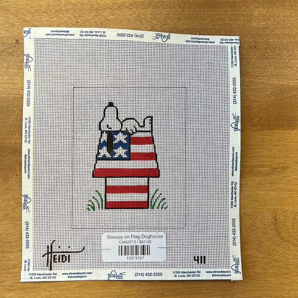 Snoopy on Flag Doghouse – The Needlepoint Clubhouse